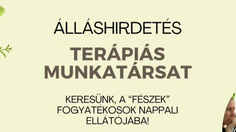Terápiás munkatársat keres a Fészek